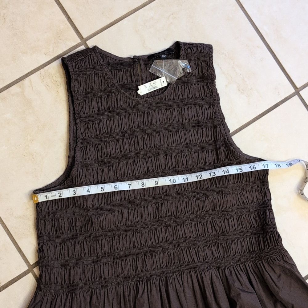 NWT Madewell The Melody Smocked Mini Dress Roasted Chicory Brown Size XL - Picture 8 of 13